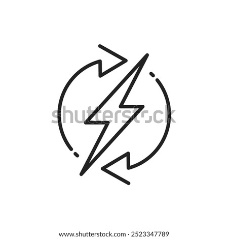 backup power engine icon, auto supply battery energy, consumption voltage sustainable, lightning bolt, thin line web symbol on white background - editable stroke vector illustration