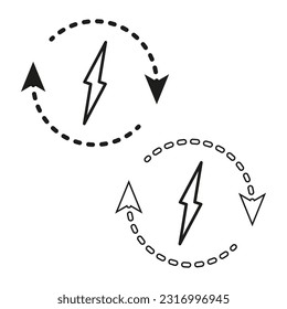 backup power engine icon, consumption voltage sustainable, auto supply battery energy, lightning bolt. Vector illustration. Stock picture.