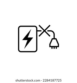 Backup power lost sign icon isolated on white background. Graphical symbol modern, simple, vector, icon for website design, mobile app, ui. Vector Illustration