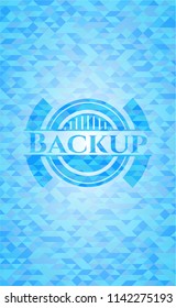 Backup realistic light blue mosaic emblem