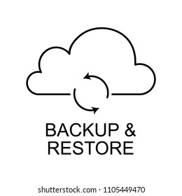 backup and restore outline icon. Element of data protection icon with name for mobile concept and web apps. Thin line backup and restore icon can be used for web and mobile on white background