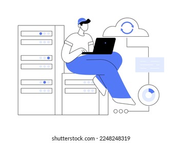 Backup server abstract concept vector illustration. Online data backup software, secondary system remote server, retrieval services to connected computers and related devices abstract metaphor.