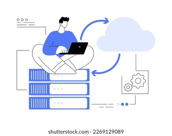 Backup server abstract concept vector illustration. Online data backup software, secondary system remote server, retrieval services to connected computers and related devices abstract metaphor.