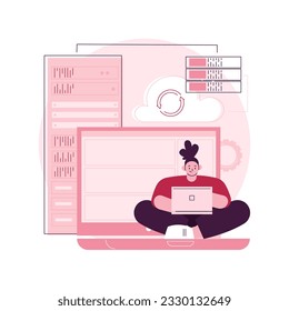 Backup server abstract concept vector illustration. Online data backup software, secondary system remote server, retrieval services to connected computers and related devices abstract metaphor.
