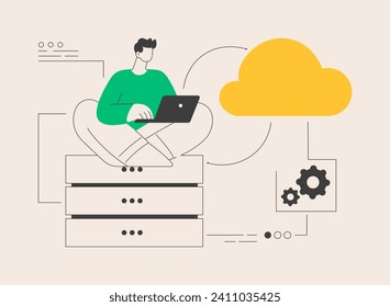 Backup server abstract concept vector illustration. Online data backup software, secondary system remote server, retrieval services to connected computers and related devices abstract metaphor.