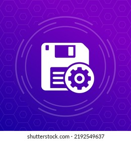 backup settings icon with a floppy disk, vector