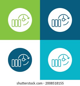 Backup Thin Outline Symbol In A Circle Flat four color minimal icon set