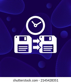 backup time icon with floppy disks, vector