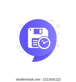 backup time vector icon with a floppy disk