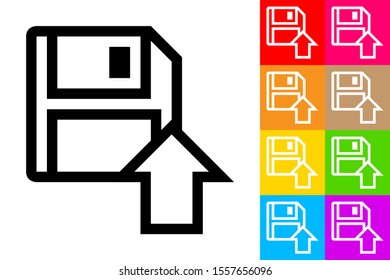 Backup or Upload Line Icon With Different Color Background.