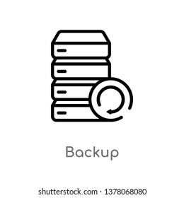 backup vector line icon. Simple element illustration. backup outline icon from search engine optimization concept. Can be used for web and mobile