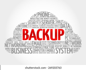 BACKUP word cloud, business concept