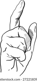 Backup_of_Pointing Up Gesto de mano Ilustración de arte de línea en blanco y negro