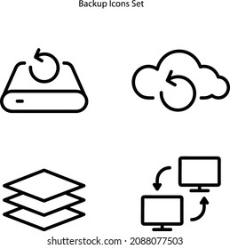 Backups icons set. Outline set of backups vector icons for web design isolated on white background. Backups trendy and modern icons for web, UI, app.
