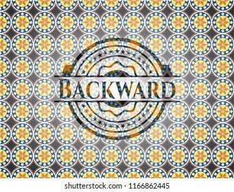 Backward arabic badge background. Arabesque decoration.