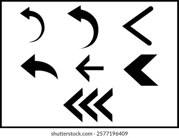 Backward Arrow icon. Collection different arrows sign. Black vector arrows vector. Collection different arrows sign. Black vector arrows vector.