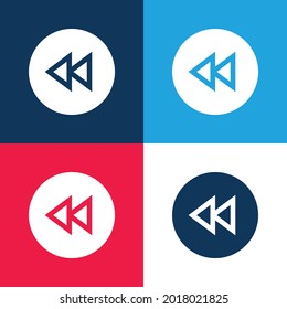 Conjunto de iconos mínimo de cuatro colores azul y rojo hacia atrás
