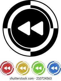 Backward button mosaic retro colors