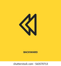 Backward button sign line vector icon. UI control Backward button.