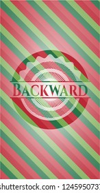 Backward christmas badge background.