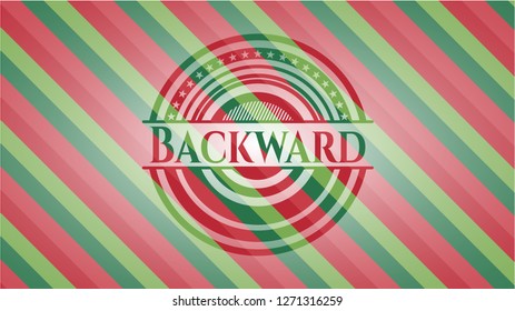 Backward christmas colors style badge.