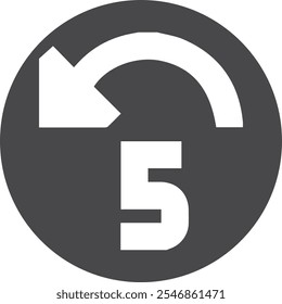 Backward five seconds black and white vector 