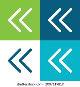 Retroceso Plano cuatro colores conjunto mínimo de iconos