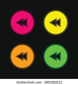 Icono de vector de neón brillante de cuatro colores hacia atrás