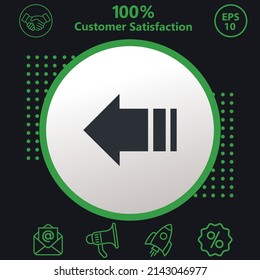 Backward icon. Background consisting of green and black colors. modern design