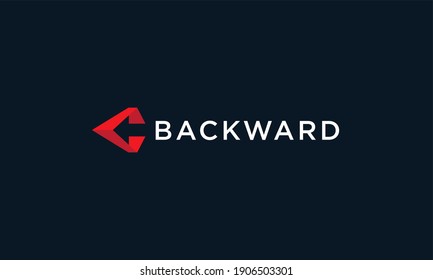 Backward icon logo. Simple, clean and modern design.