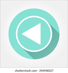 Backward -   icon with long shadow, flat design. Vector illustration.