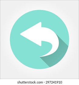Backward  - icon with long shadow, flat design. Vector illustration.
