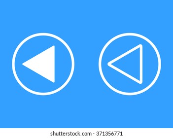 Backward icon  on blue background. Vector illustration.
