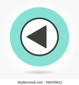 Backward icon  on green background. Vector illustration.