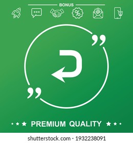 backward icon. Text inside quote symbol