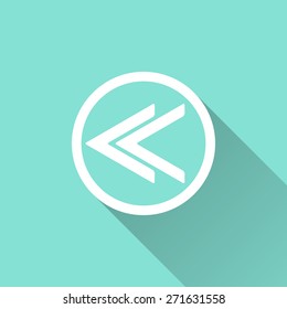 Backward icon. Vector illustration, flat design. 