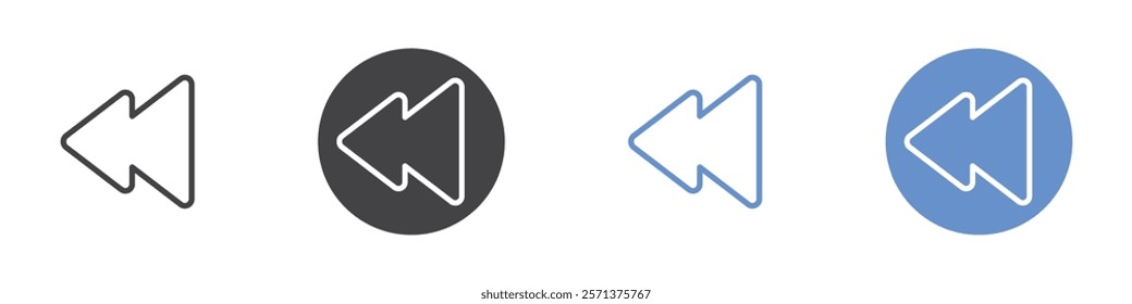 Backward icon vector symbol outline sign