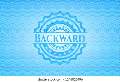 Backward light blue water style emblem.