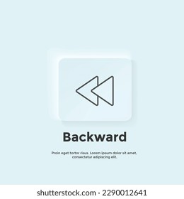 hintere Zeilensymbol, Schaltfläche "Neumorphischer Stil". Design des Vektorgrafik-UI-Symbols. Neumorphismus. Vektorsymbol für Unternehmen und Werbung