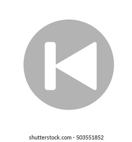 Backward media player icon illustration. Gray and white icon. Vector
