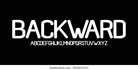 Backward, Modern abstract digital tech font. Logo creative font, type, technology, movie, digital, music, movie. Font and illustration in vector format.