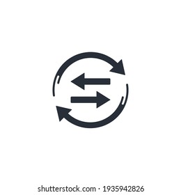 Backward movement and turnover. Transfer. Vector linear icon illustration isolated on white background.