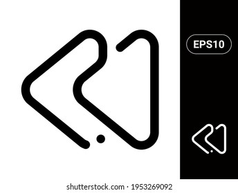 Backward Music Vector stylish line icon for UI an UX
