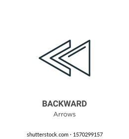 Backward outline vector icon. Thin line black backward icon, flat vector simple element illustration from editable arrows concept isolated on white background