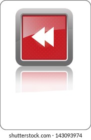backward red square glossy web icon on white background