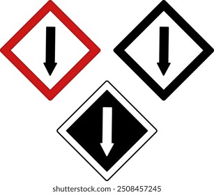 Backward Signs. Warning Road Signs. Red, Black, and White Vector Icons