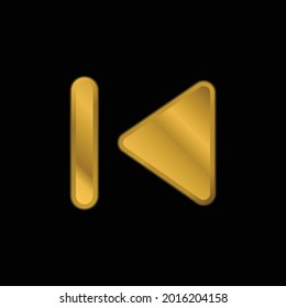Backward Track gold plated metalic icon or logo vector