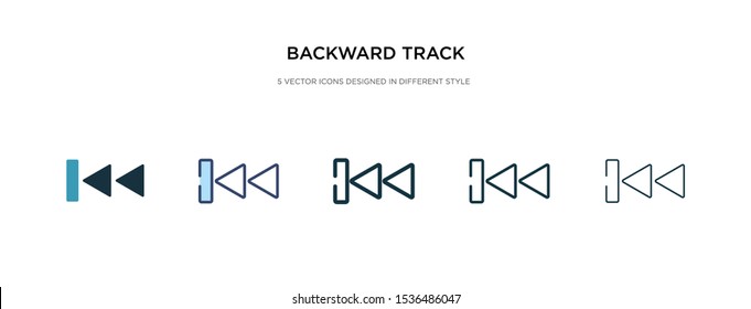 backward track icon in different style vector illustration. two colored and black backward track vector icons designed in filled, outline, line and stroke style can be used for web, mobile, ui