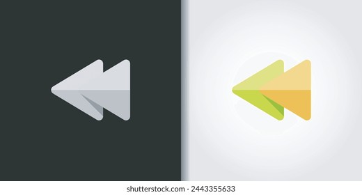 backward triangle logo set vector