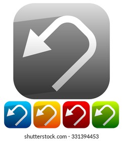 Backward, U-turn arrow. Curved arrow. (vector)